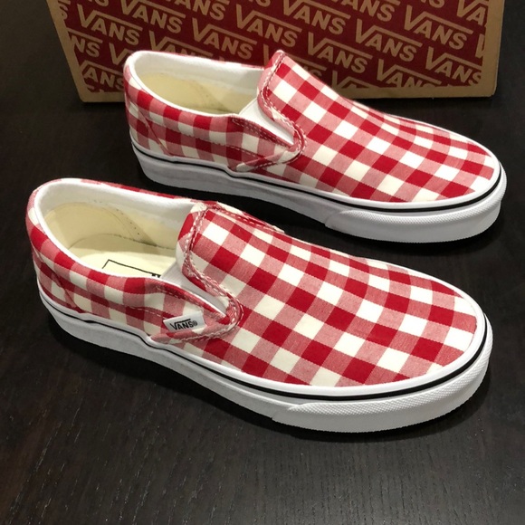 vans classic slip on gingham racing red - Picture 4 of 8